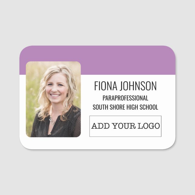 Simple Employee Logo Photo Name Tag (Front)