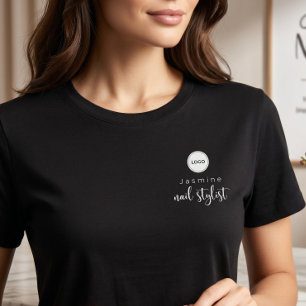 Simple Employee Name Logo Nail Stylist Black Tri-Blend Shirt