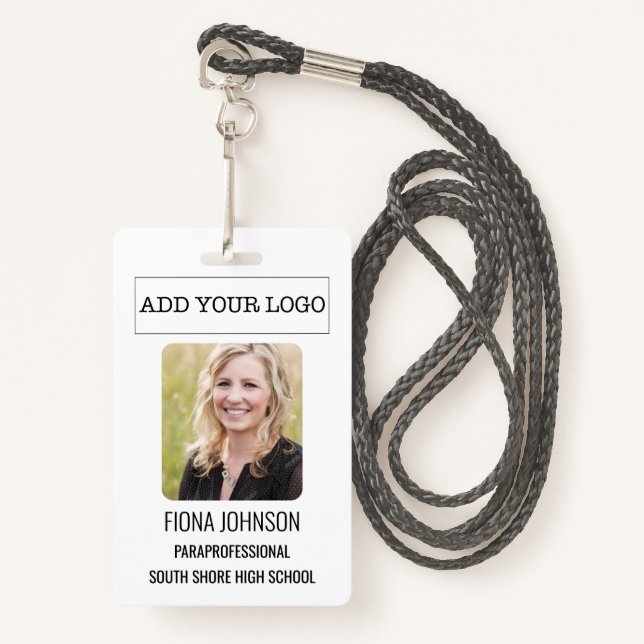 Simple Employee Photo ID Badge (Front with Lanyard)