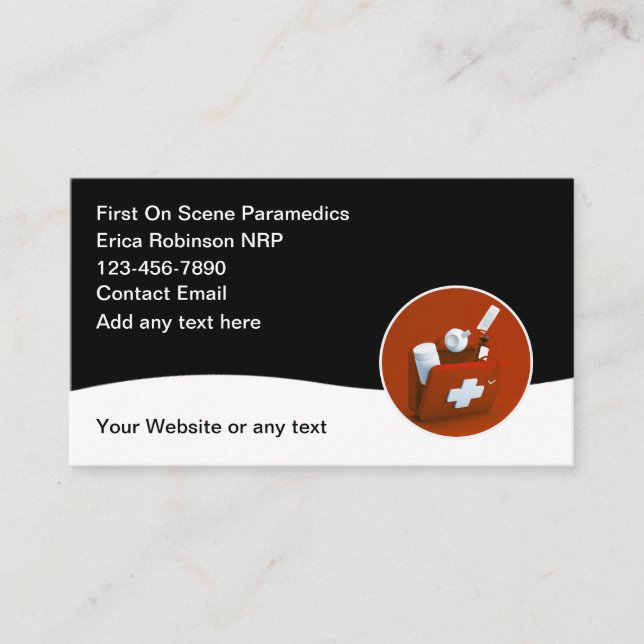 Simple EMS paramédical Cartes de visite Médicales (Devant)
