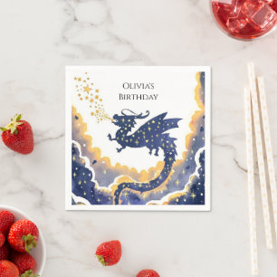 Simple Enchanted Dragon Birthday Napkin