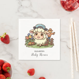 Simple Enchanted Sheep Baby Shower Napkin