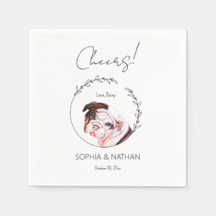 Simple English Bulldog Dog Wedding Cocktail  Napkin