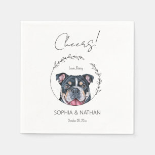 Simple English Bulldog Dog Wedding Cocktail Napkin