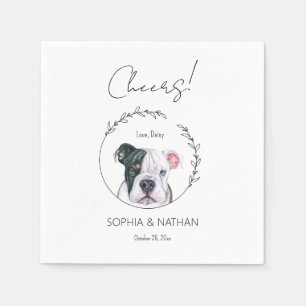 Simple English Bulldog Dog Wedding Cocktail  Napkin