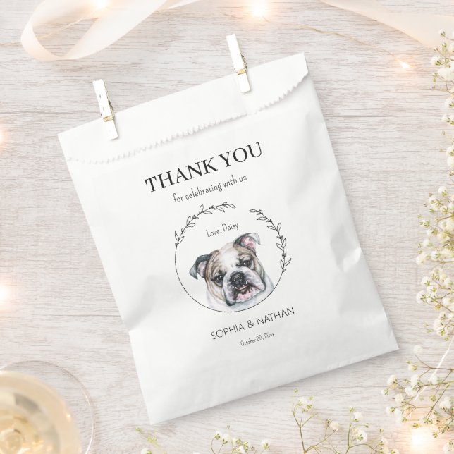 Simple English Bulldog Wedding Thank You Favour Ba Favour Bag (Clipped)