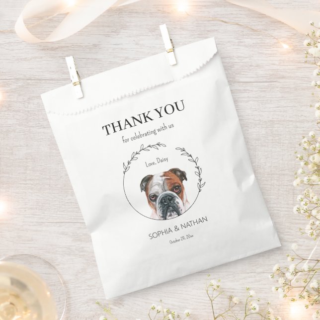 Simple English Bulldog Wedding Thank You Favour Ba Favour Bag (Clipped)