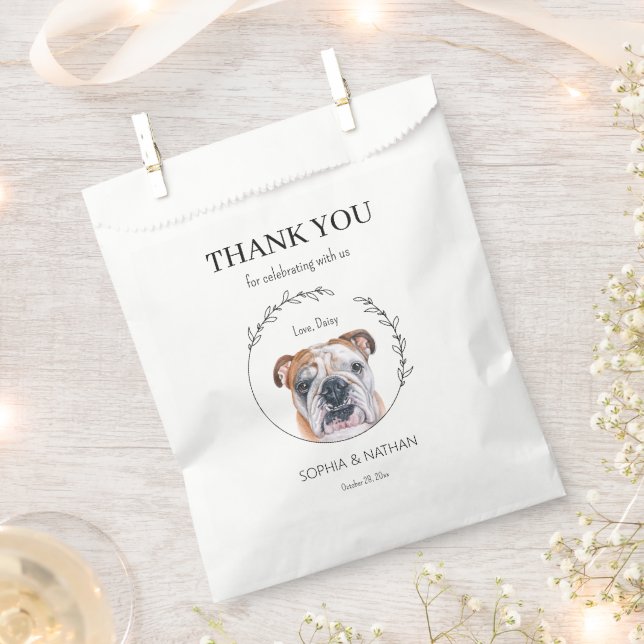 Simple English Bulldog Wedding Thank You Favour Ba Favour Bag (Clipped)