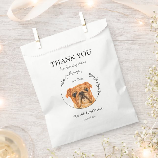 Simple English Bulldog Wedding Thank You Favour Ba Favour Bag (Clipped)