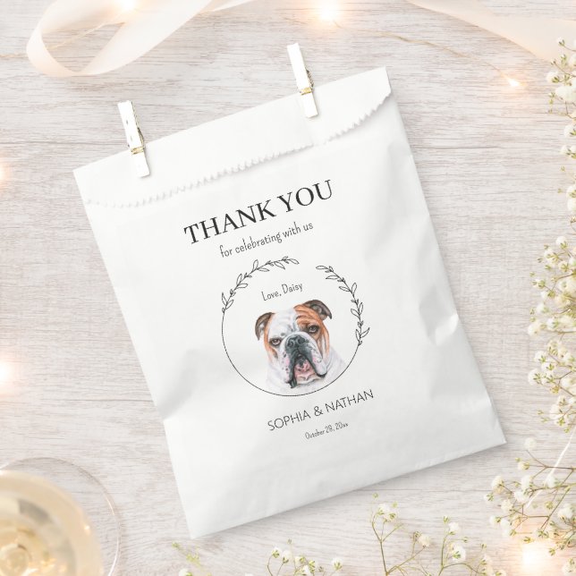 Simple English Bulldog Wedding Thank You Favour Ba Favour Bag (Clipped)