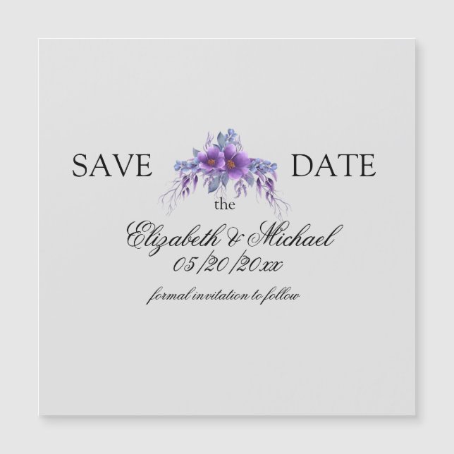 Simple Enregistrer la date Bouquet violet Carte ma (Devant)