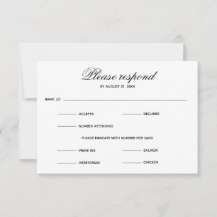 Simple Entree Four Choice - RSVP card