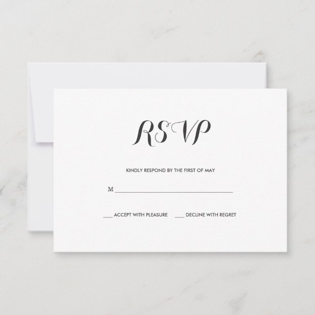 Simple et élégant | Carte RSVP de mariage moderne (Devant)
