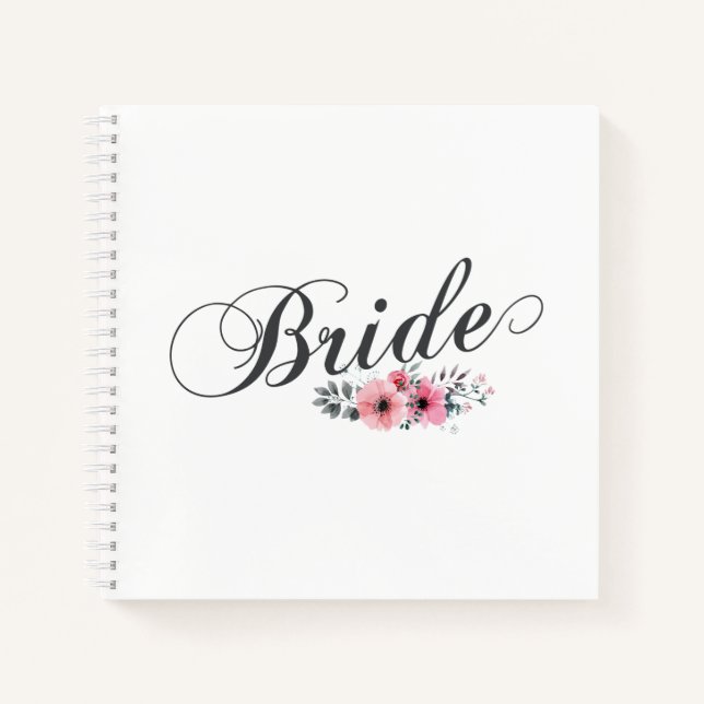 Simple et élégant mariée rose floral | CARNET (Devant)