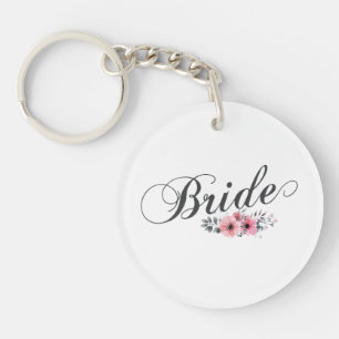 Simple et élégant mariée rose floral   PORTE - CLÉ