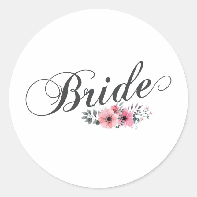 Simple et élégant mariée rose floral | Sticker (Devant)