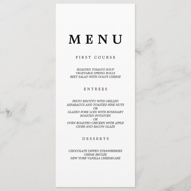 Simple et élégant| Menu Mariage classique (Devant)