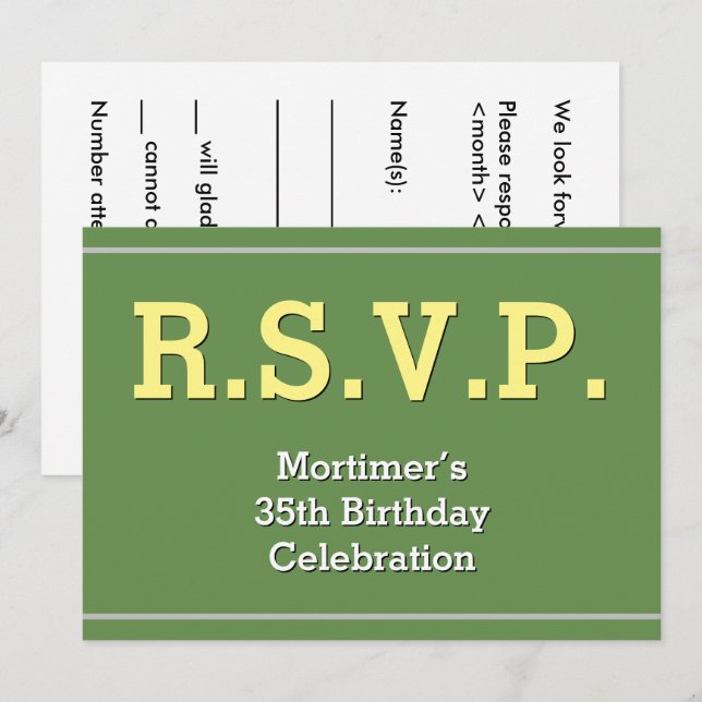 Simple et humble "R.S.V.P." Carte (Devant / Derrière)