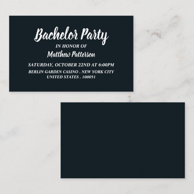 Simple et moderne, Bachelor Party Ticket Invitatio (Devant / Derrière)
