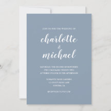 Simple et moderne Faire-part de mariage bleu outre