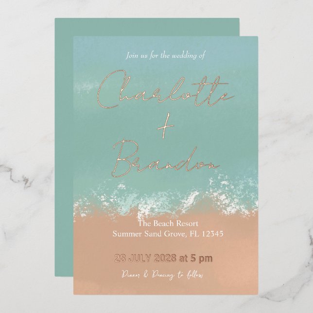 Simple été Plage de bord de mer Mariage Invitation (Recto/Verso)