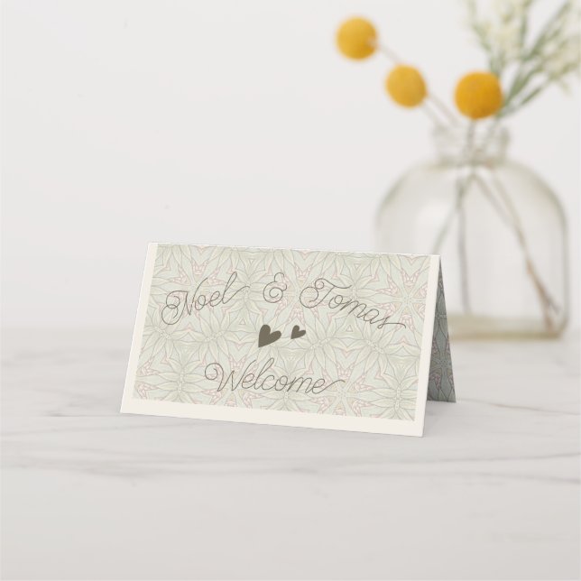 Simple Ethnic Style in Sage Green Colour Place Car Place Card (Front)
