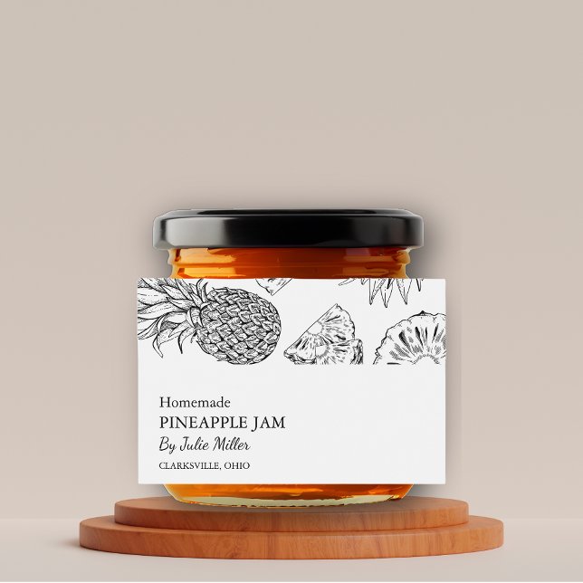 Simple Étiquette de confiture d'ananas noir et bla (Créateur téléchargé)