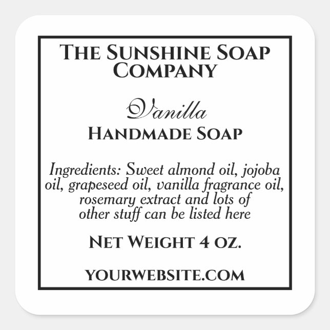 Simple étiquette de cosmétiques de savon blanc et  (Devant)