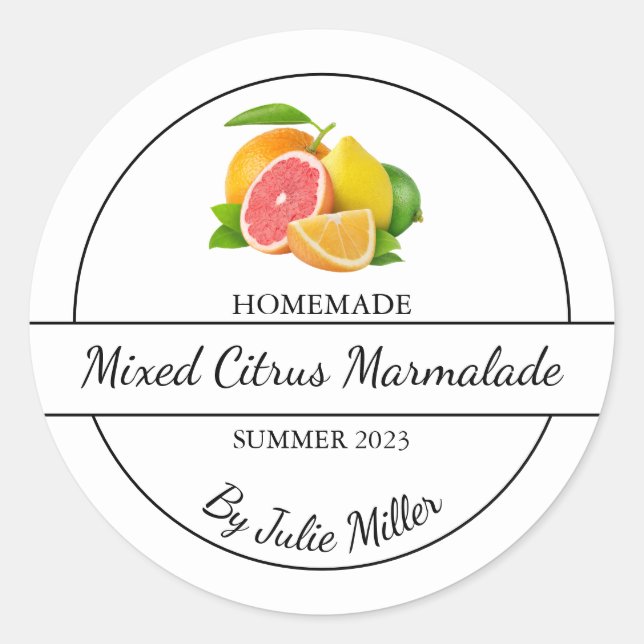 Simple Étiquette de marmelade d'agrumes maison (Devant)