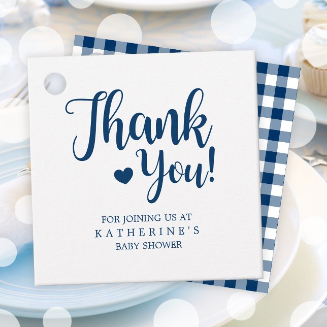 Simple Étiquette de remerciement carreau de bœuf m (Simple Navy Buffalo Plaid Thank You Favor Tags)