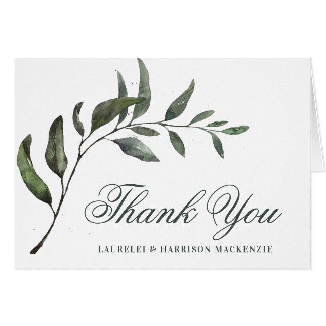Simple Eucalyptus Botanical Wedding Thank You (Front Horizontal)