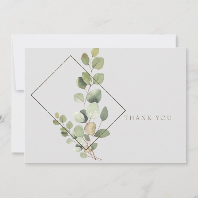 Simple Eucalyptus Foliage Grey Funeral Thank You (Front)