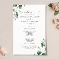 Simple Eucalyptus Green Programme de mariage éléga