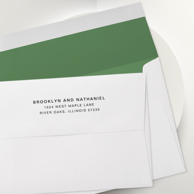 Simple Eucalyptus Green Return Address Lined Envelope (Creator Uploaded)