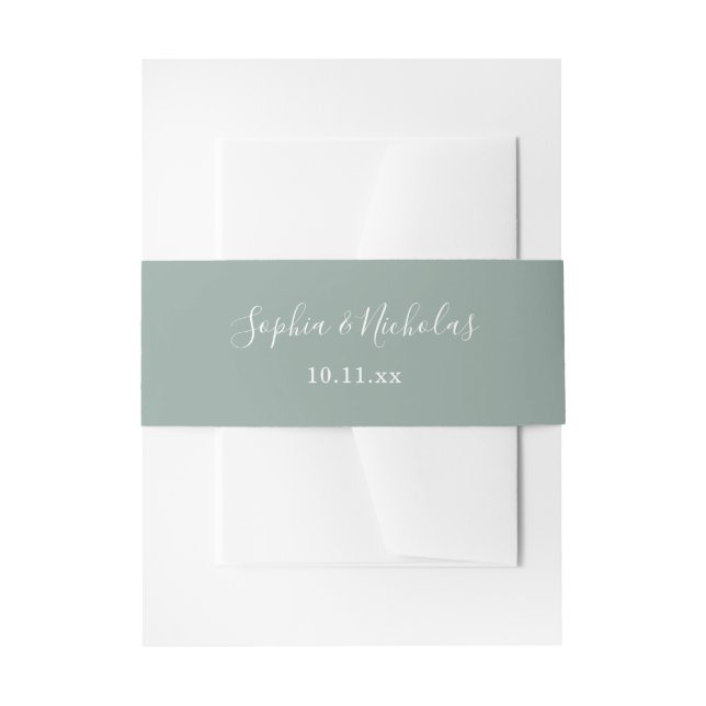 Simple Eucalyptus Green | Wedding Invitation Belly Band (Front Example)