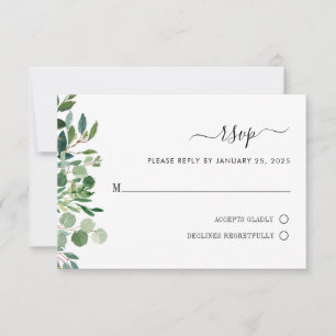 Simple Eucalyptus Greenery Botanical Wedding RSVP Card