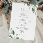 Simple Eucalyptus Greenery Elegant Wedding Menu<br><div class="desc">Designed to coordinate with our Moody Greenery wedding collection,  this customizable Menu Template features a gold geometric frame accented with watercolor eucalyptus greenery branches,  with gold and grey text. To make advanced changes,  please select "Click to customize further" option under Personalize this template.</div>