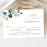 Simple Eucalyptus Greenery Gold Meal Options RSVP Card<br><div class="desc">Designed to coordinate with our Boho Greenery Gold wedding collection,  this customizable Meal Options RSVP card,  features a watercolor eucalyptus branch with calligraphy graphic text,  paired with a classy serif & modern sans font in black. Matching items available.</div>