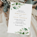 Simple Eucalyptus Greenery Gold Wedding Invitation<br><div class="desc">This simple and elegant Wedding Invitation features beautiful moody watercolor eucalyptus leaf branches & has been paired with a whimsical calligraphy and a classy serif font in gold and grey. To make advanced changes,  please go select "Click to customize further" option under Personalize this template.</div>
