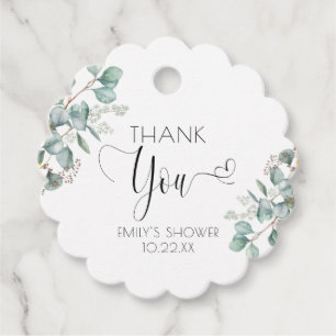 Simple Eucalyptus Greenery Thank You Baby Shower  Favour Tags