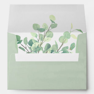 Simple Eucalyptus Greenery Watercolor Wedding Envelope