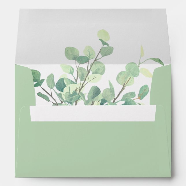 Simple Eucalyptus Greenery Wedding Envelope (Back (Bottom))