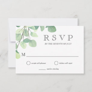 Simple Eucalyptus Greenery Wedding Reply RSVP