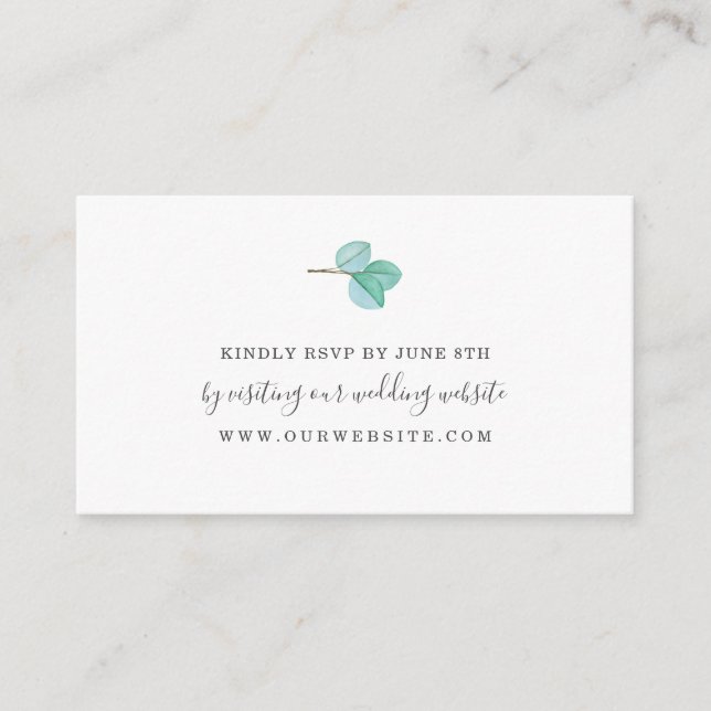 Simple eucalyptus greenery wedding RSVP online Enclosure Card (Front)