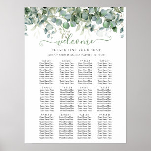 Simple Eucalyptus Greenery Wedding Seating Chart