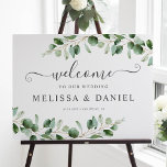 Simple Eucalyptus Greenery Wedding Welcome Sign<br><div class="desc">Designed to coordinate with our Moody Greenery wedding collection,  this customizable welcome sign template features watercolor eucalyptus branches & has been paired with a whimsical calligraphy and a classy serif font in grey. To make advanced changes,  please select "Click to customize further" option under Personalize this template.</div>