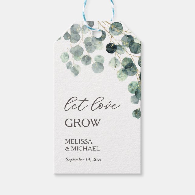 Simple Eucalyptus Leave  Wedding  Gift Tags (Front)