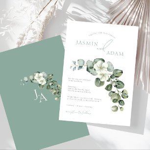 Simple Eucalyptus Leaves Greenery Foliage Wedding Invitation