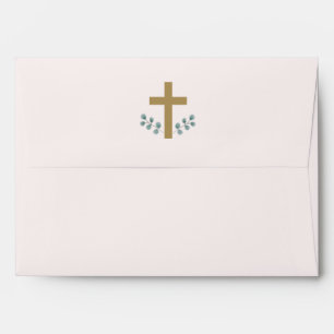 Simple Eucalyptus Leaves with Cross Religious Envelope