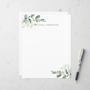 Simple Eucalyptus Personalized Letter Paper